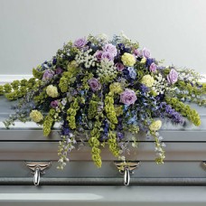 Casket Spray in Lavender, Purple, and Green