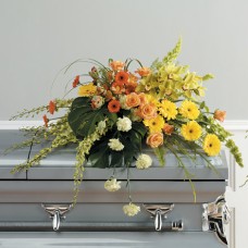 Casket Spray with Orchids and Gerberas