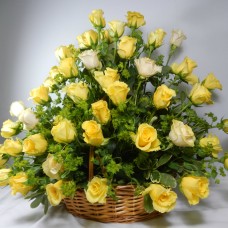 Basket of yellow roses