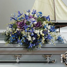 Casket Spray in Blues and Purples